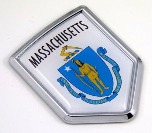 Massachusets MA USA State Flag Car Chrome Emblem Decal Sticker bike laptop boat 3dd Sticker badge