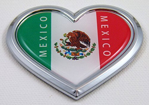 Car Chrome Decals CBHRT134 Mexico HEART Flag Chrome Emblem Car Decal 3D Sticker Badge Bumper Mexican
