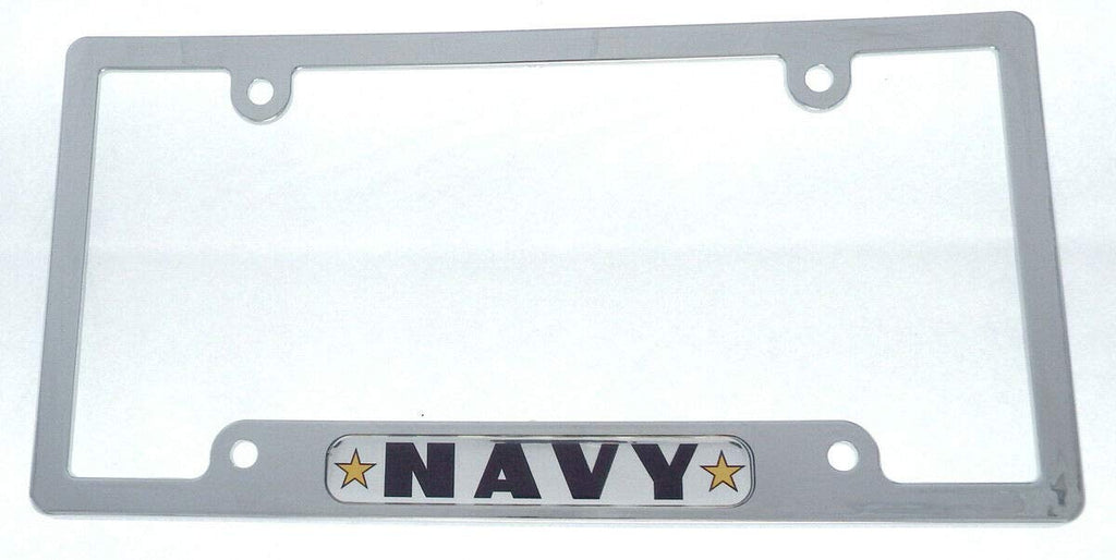 Navy Flag car License Plate Frame Chrome Plated Plastic tag Holder Cover CP08