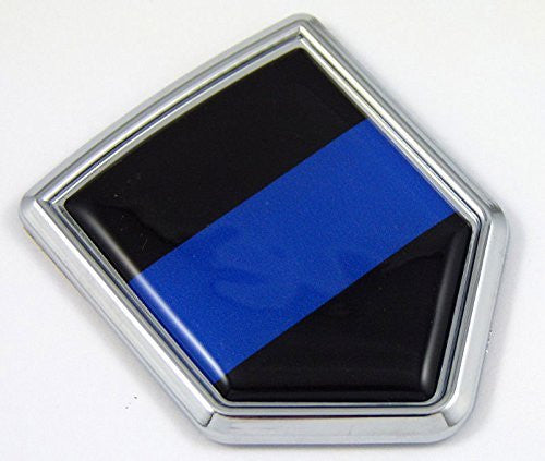 Car Chrome Decals CBSH299BL Police Thin Blue Line flag Chrome Emblem Car Decal Sticker Bike crest badge