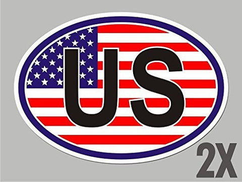 2 USA United States of America OVAL stickers flag decal bumper car bike CL069