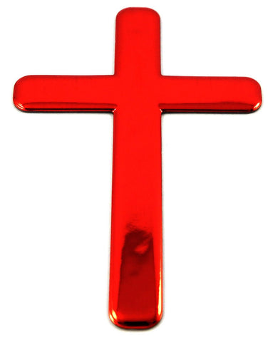Jesus Cross RED Decal Emblem 3D Sticker car Bike auto 2"x3"
