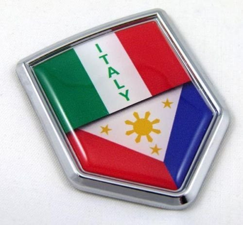 Italy Philippine Italia Flag Car Chrome Emblem Decal Sticker with adhesive
