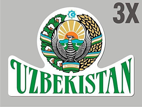 3 Uzbekistan shaped stickers flag crest decal car bike emblem CN050
