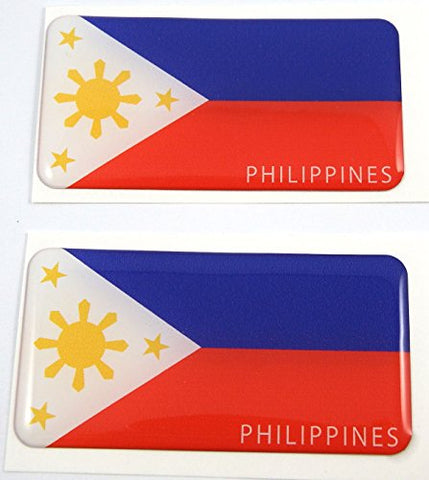 Philippines Philippine Flag Domed Decal 3D Sticker Emblem 2.6" Set of 2 Decals