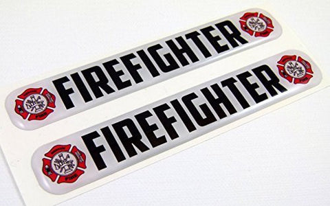 Firefighter Domed Decal Emblem Resin car bike biker stickers 5"x 0.82" 2pc.