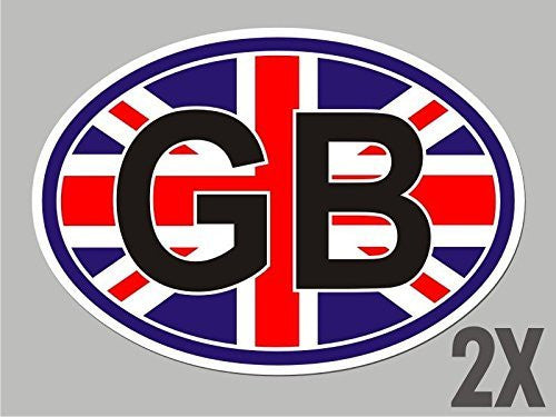 2 Great Britain United Kingdom OVAL stickers flag decal bumper car bike CL068
