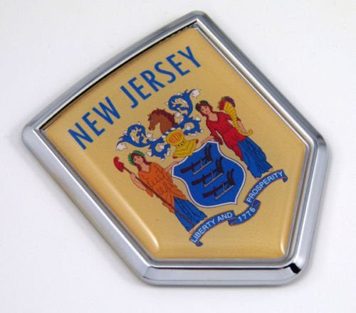 New Jersey NJ USA State Flag Car Chrome Emblem Decal Sticker bike laptop boat 3dd Sticker badge