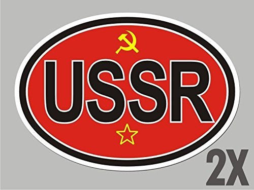 2 USSR Soviet Union OVAL stickers flag decal bumper car bike CL070