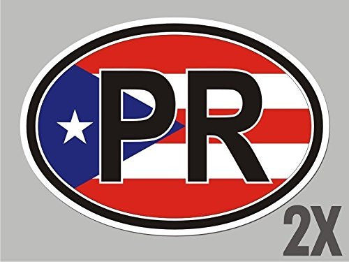 2 Puerto Rico PR OVAL stickers flag decal bumper car bike CL077