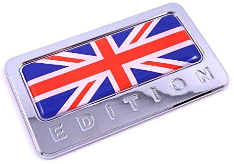 British Edition Chrome Emblem with Great Britain Flag 3D Decal Car Bike Badge