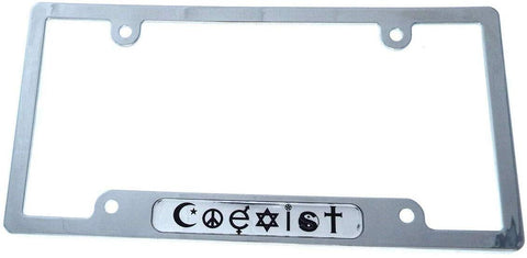Coexist Flag car License Plate Frame Plastic Chrome Plated tag Holder CP08