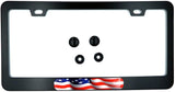 USA American Flag Metal Black Aluminium Car License Plate Frame Holder