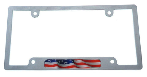 USA American Flag car License Plate Frame Chrome Plated Plastic tag Holder CP08