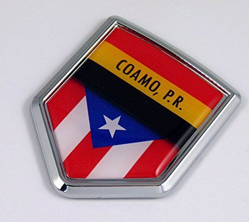 Coamo Puerto Rico Flag Car Chrome Emblem 3D Decal Sticker badge crest