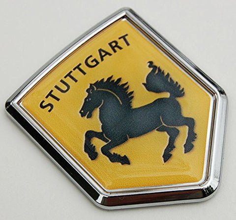 Stuttgart Horse Flag Car Chrome Emblem German 3D Decal Sticker