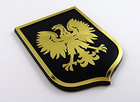 Poland Polska Eagle Black Gold plastic car emblem decal sticker crest PBG