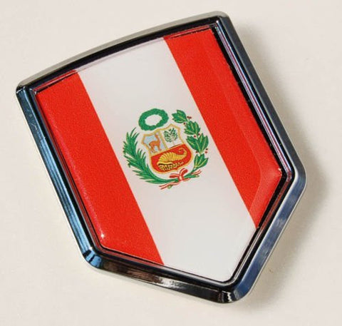 Car Chrome Decals CBSHD165 Peru Peruvian Flag Car Chrome Emblem 3D Decal Sticker