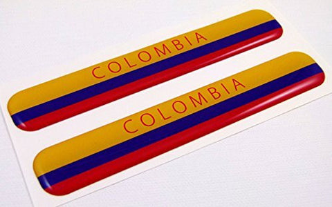 Colombia Flag Domed Decal Emblem Resin car auto stickers 5"x 0.82" 2pc.