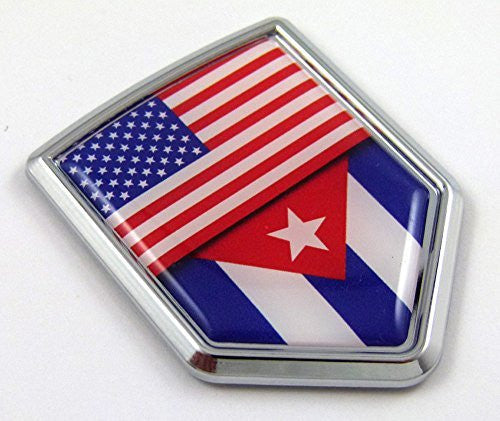 Car Chrome Decals CBSHD228-053 USA Cuba American Cuban Flag Car Chrome Emblem 3D Decal Sticker