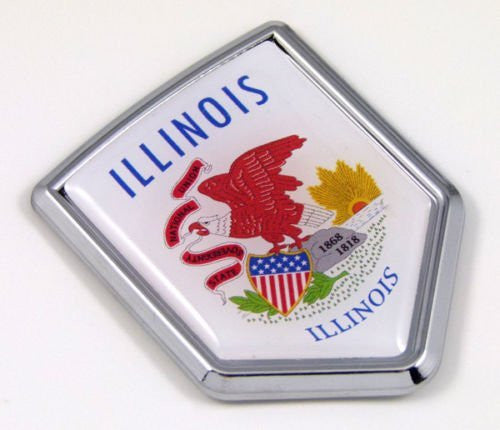 Illinois IL USA State Flag Car Chrome Emblem Decal Sticker bike laptop boat 3dd Sticker badge