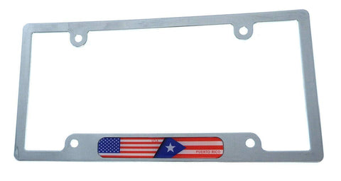 USA Puerto Rico Flag car License Plate Frame Chrome Plated Plastic Holder CP08