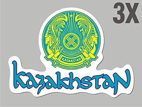 3 Kazakhstan shaped stickers flag crest decal car bike emblem CN045