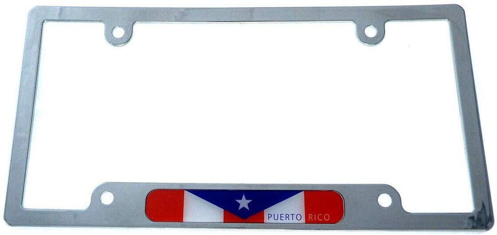Puerto Rico Flag car License Plate Frame Chrome Plated Plastic CP08