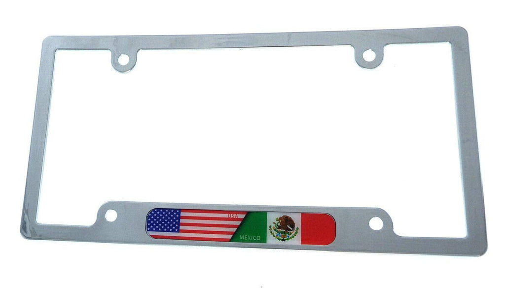 USA Mexico Flag car License Plate Frame Chrome Plated Plastic tag Holder CP08