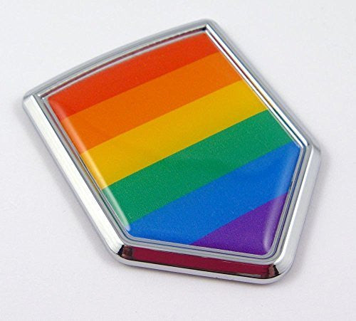 Car Chrome Decals CBSHD300PRID Pride Decal Gay Lesbian Chrome Emblem Sticker Car Bike Shield Shape