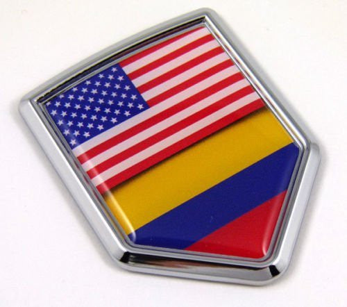 USA Colombia Flag Car Chrome American Colombian Emblem 3D Decal Sticker