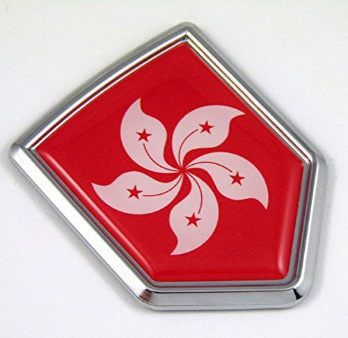 Hong Kong China Flag Car Chrome Emblem Decal 3D bumper Sticker bike Crest
