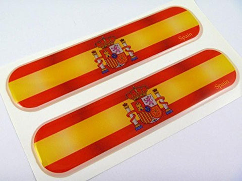 Spain Spanish Flag Domed Decal Emblem Chrome Car Flexible Sticker 5" Set of 2