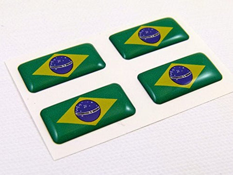 Brazil mini domed Flag decals 4 emblems Car auto bike boat. stickers