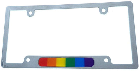 Pride Gay Lesbian Flag car License Plate Frame Chrome Plated Plastic CP08