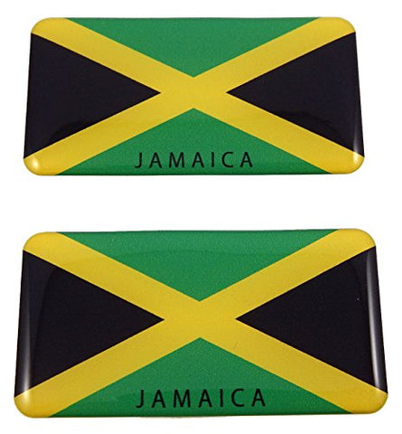 Jamaica Flag Domed Decal 3D Sticker Emblem 2.6" Set of 2 Decals