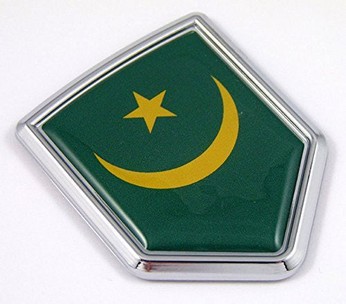 Mauritania flag Chrome Emblem Car Decal Sticker Bike crest badge