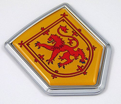 Scotland flag Yellow with red lion Chrome Emblem with domed Car Decal Sticker