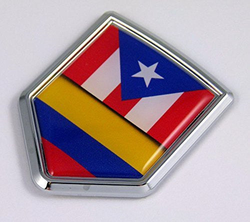Puerto Rico Colombia Flag Car Chrome Colombian Emblem 3D Decal Sticker badge