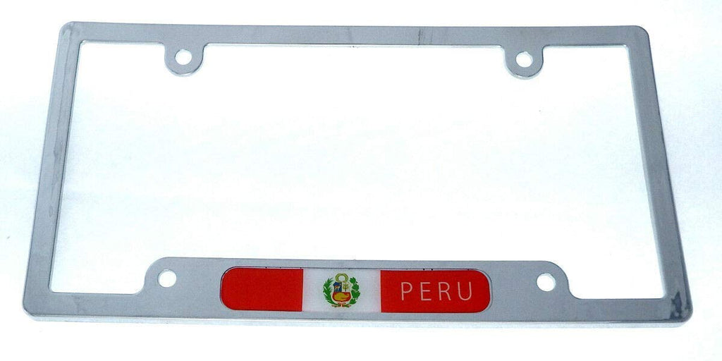Peru Peruvian Flag car License Plate Frame Chrome Plated Plastic tag Holder CP08
