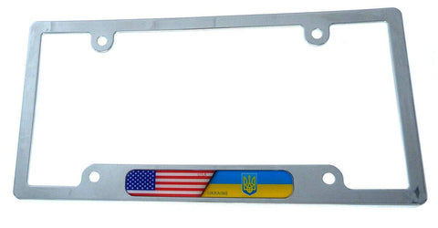 USA Ukraine Flag car License Plate Frame Chrome Plated Plastic Holder CP08