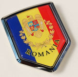 Romania Flag Emblem Chrome Car Decal Bumper Sticker 3D