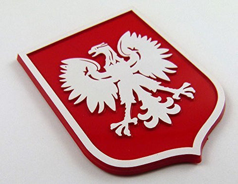 Poland Polska Eagle Red White plastic car emblem decal sticker crest PRW