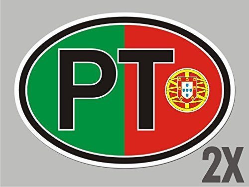 2 Portugal Portuguese PT OVAL stickers flag decal bumper car bike emblem CL048