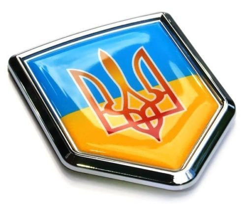 Car Chrome Decals CBSHD225 Ukraine Flag Emblem Chrome Car Decal Tryzub Trident