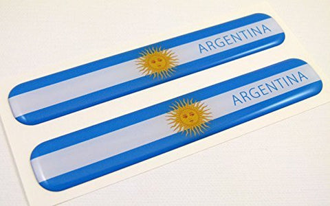 Argentina Flag Domed Decal Emblem Resin car auto stickers 5"x 0.82" 2pc.