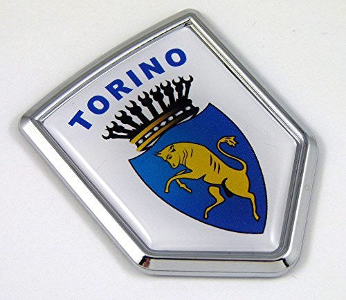 Torino Turin Italy Flag Car Chrome Emblem Decal 3D bike Sticker Crest fiat