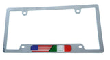 USA Italy Flag car License Plate Frame Chrome Plated Plastic tag Holder CP08
