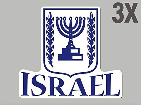 3 Israel shaped stickers flag crest decal bumper car bike emblem vinyl CN018
