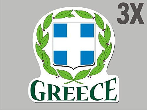 3 Greece shaped stickers flag crest decal bumper car bike emblem vinyl CN013